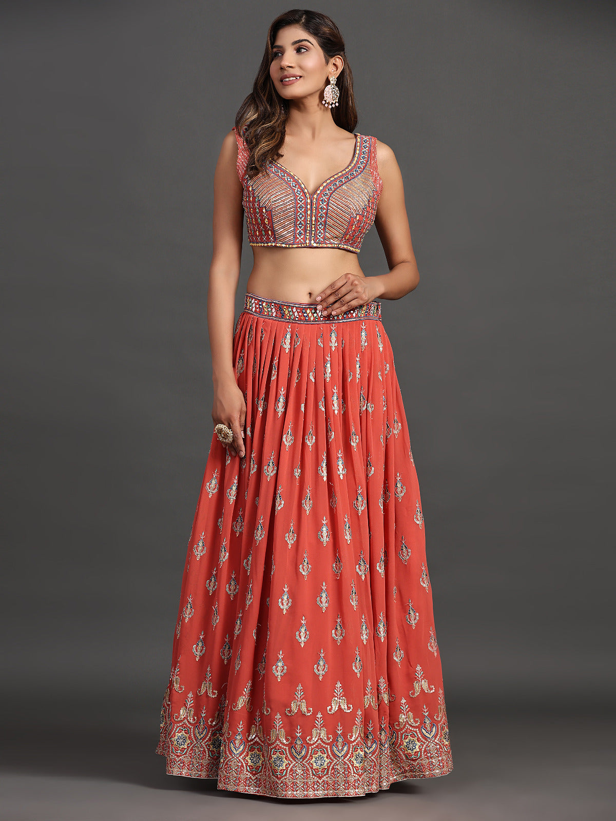 Coral Cove Georgette Mirage Lehenga Choli