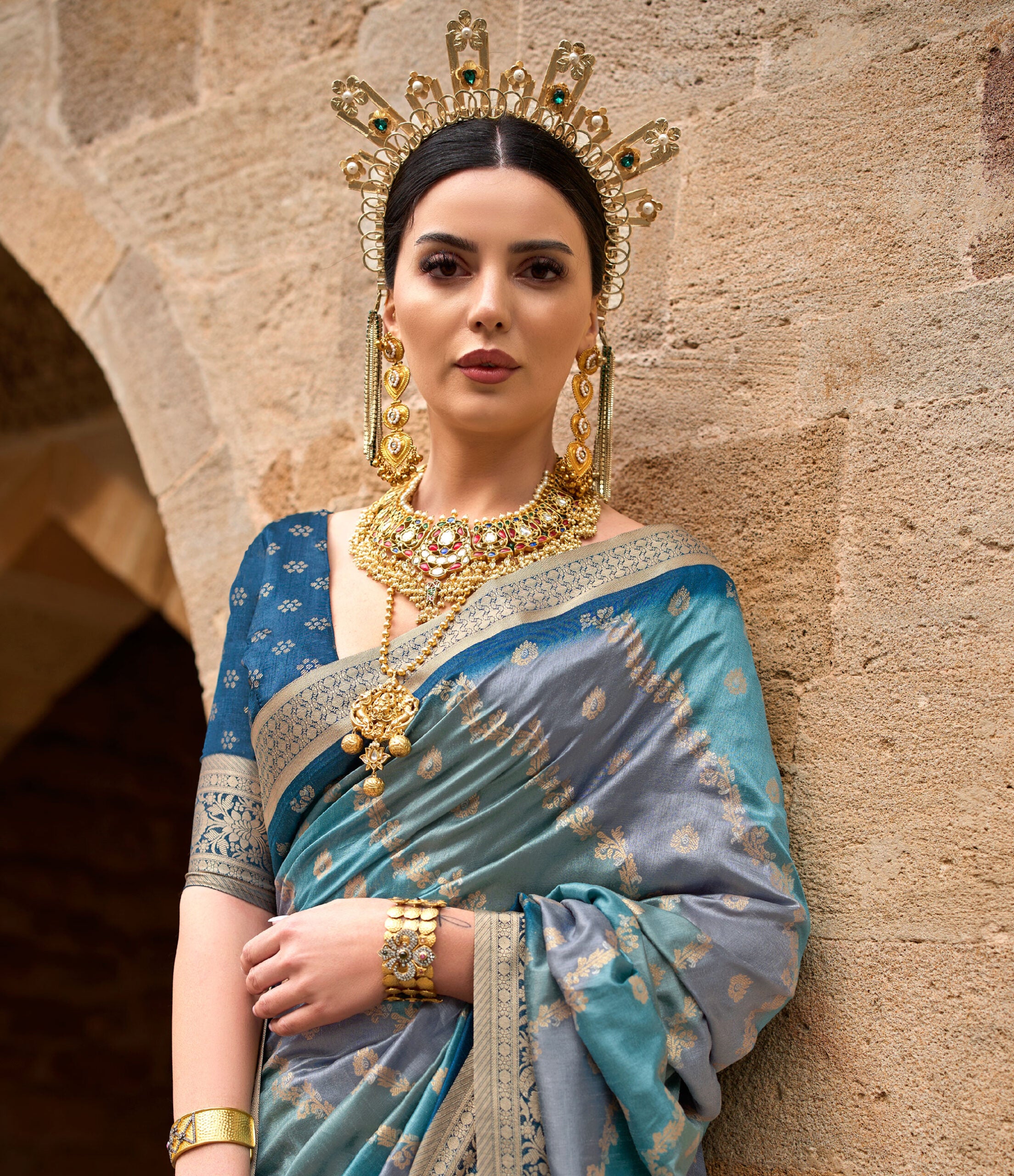 Rajwadi Sky Symphony Pure Silk Saree
