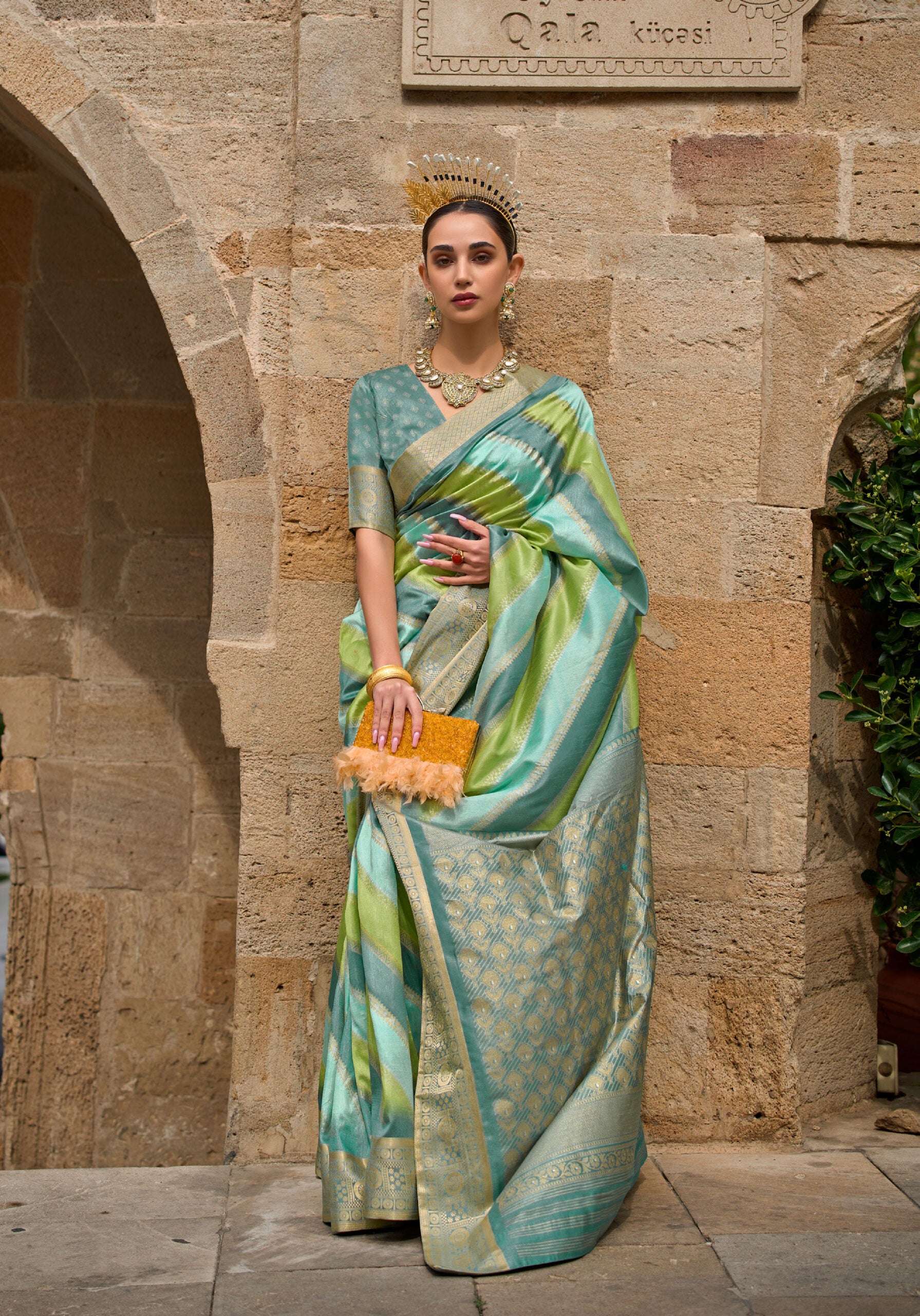 Parrot Green Sheetal Rang Pure Silk Saree