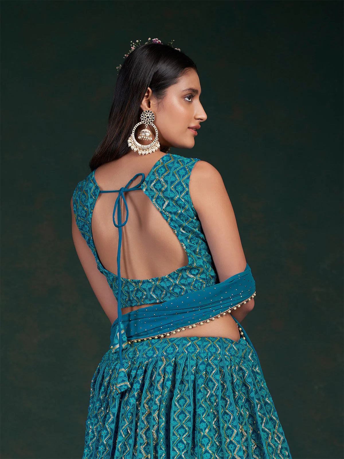 Turquoise Twilight Teal Blue Lehenga