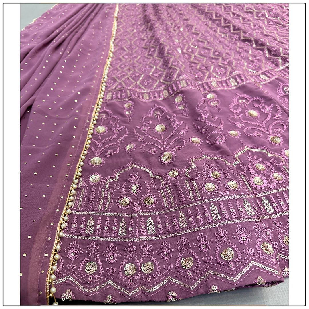 Majestic Mauve Exquisite Sapodilla Chikankari Lehenga Choli with Sparkling Sequin Work Lehengha Choli