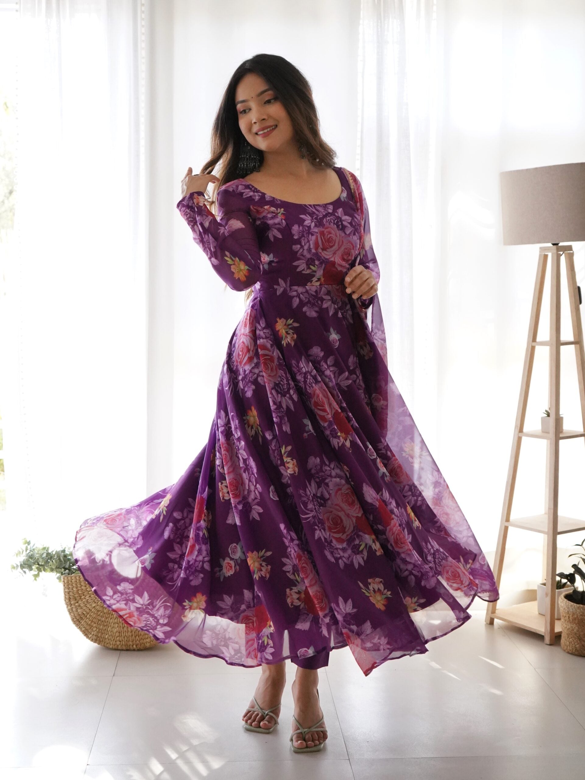 Gulzaar-e-Purple Elegance Tabby Organza Anarkali