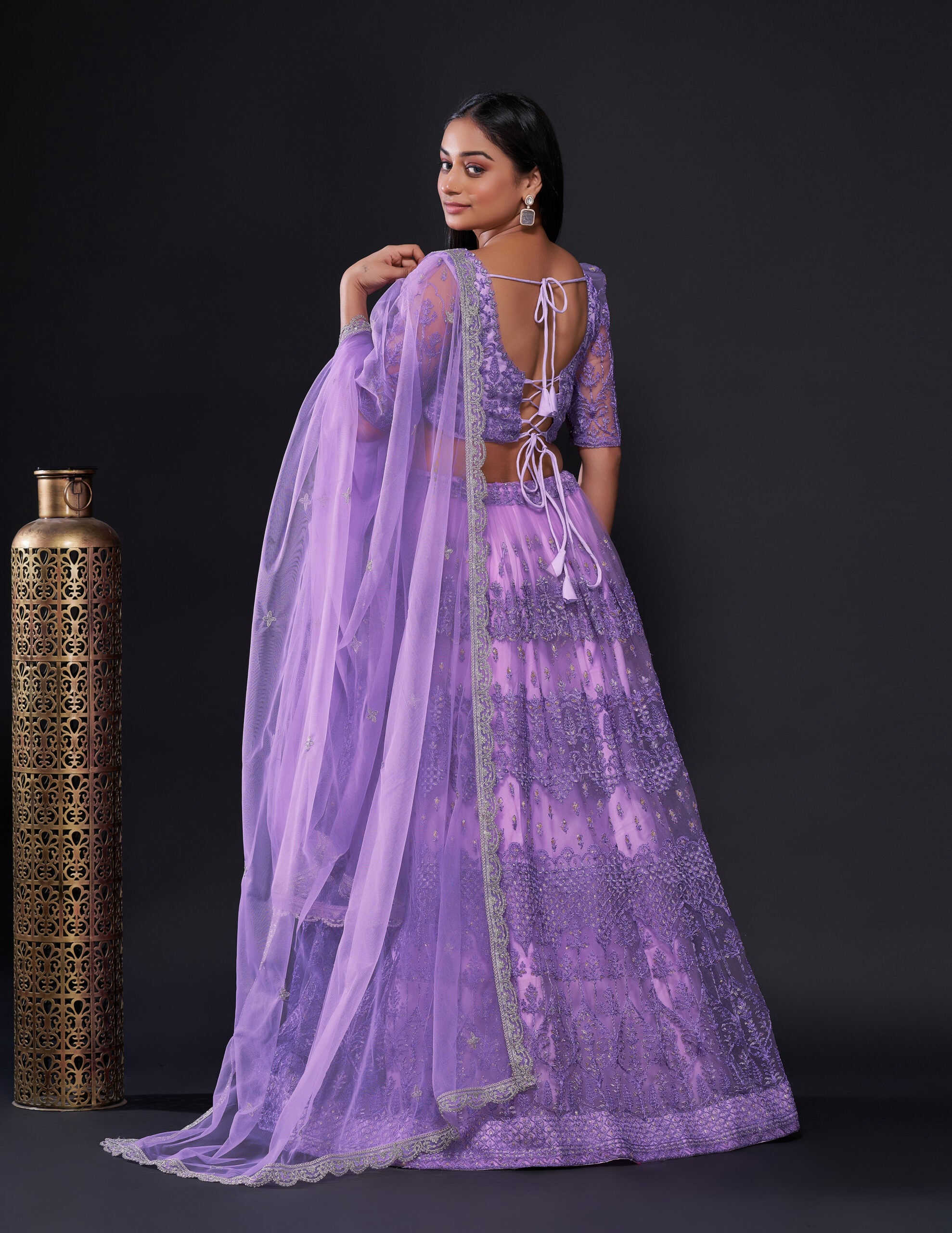 Gleaming Lavender Sequin Magic Lehenga Choli