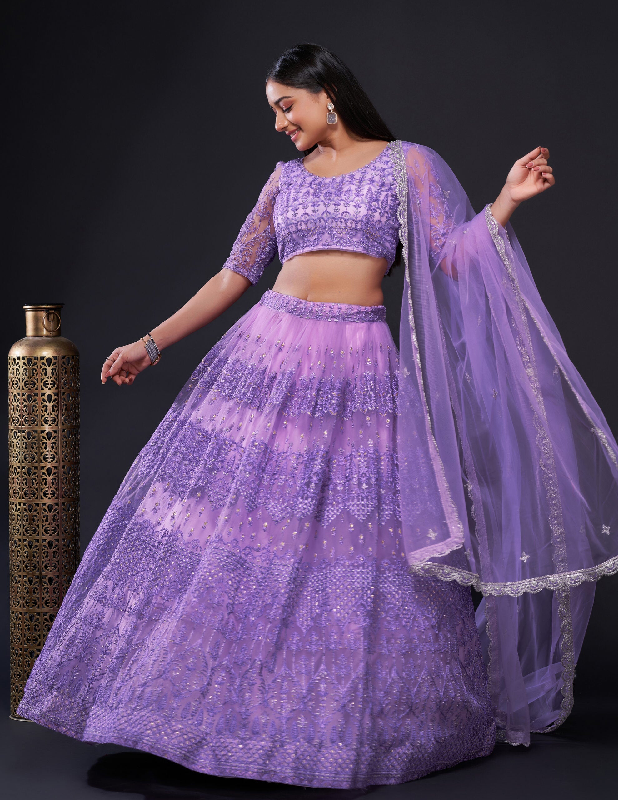 Gleaming Lavender Sequin Magic Lehenga Choli