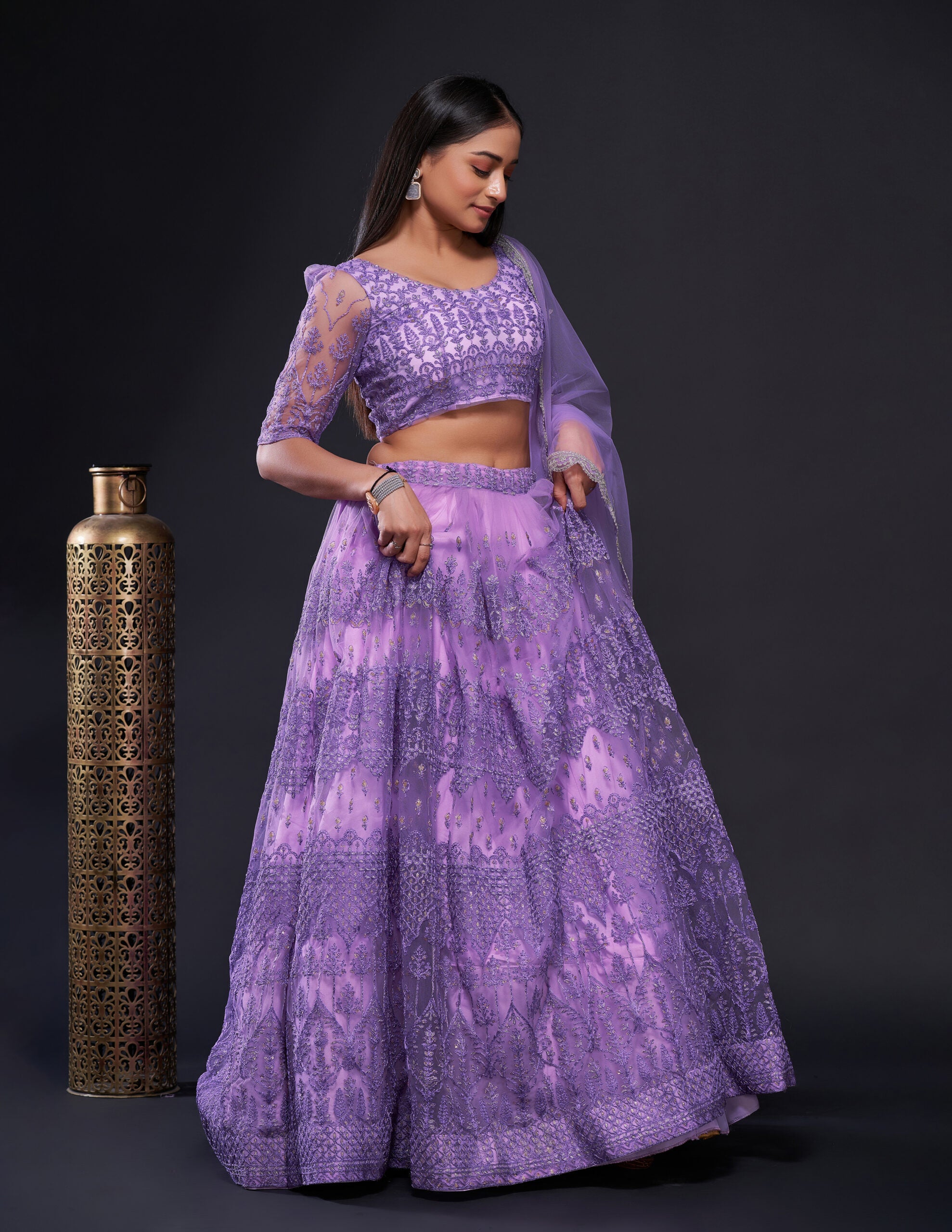 Gleaming Lavender Sequin Magic Lehenga Choli