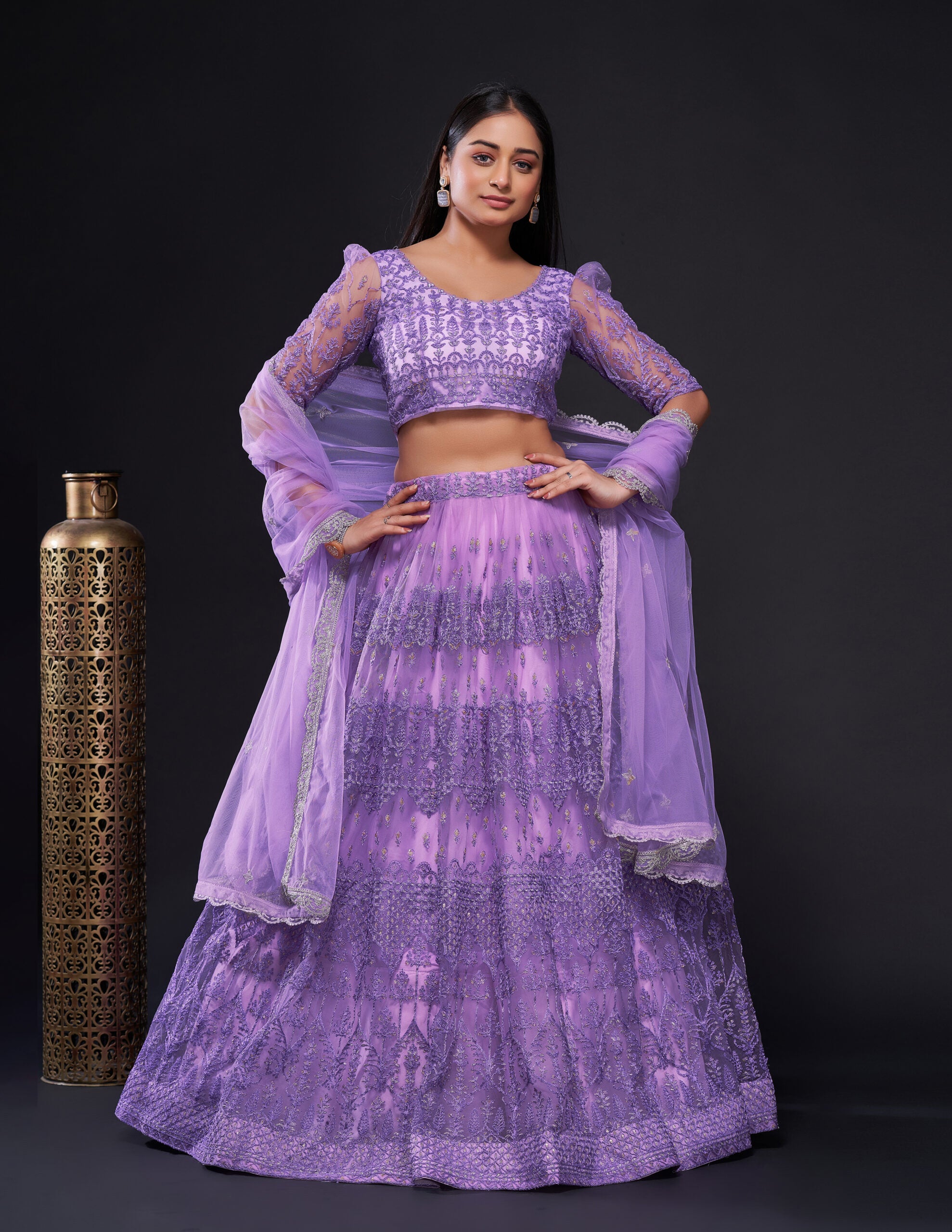 Gleaming Lavender Sequin Magic Lehenga Choli
