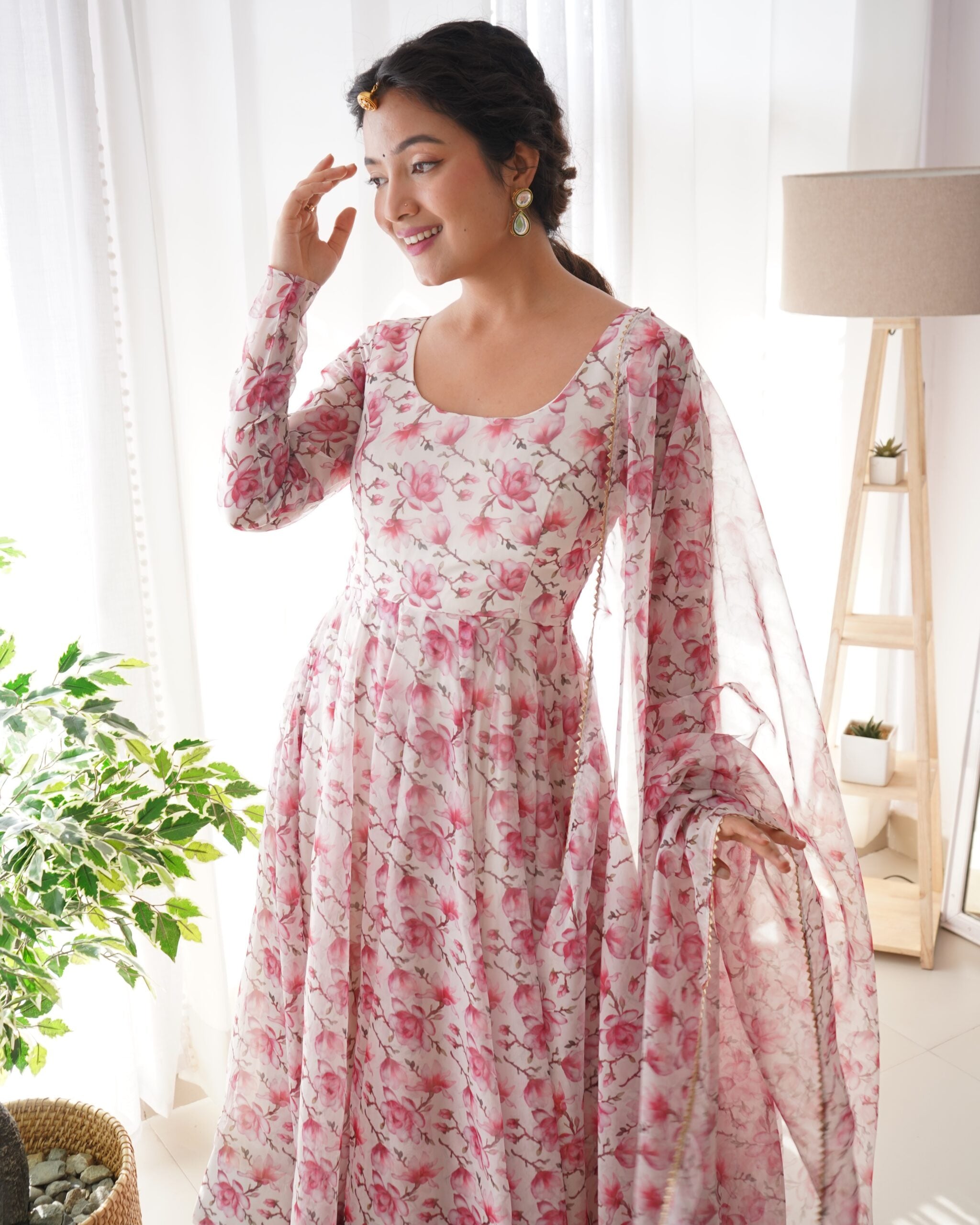 Flairful Organza Fusion Anarkali