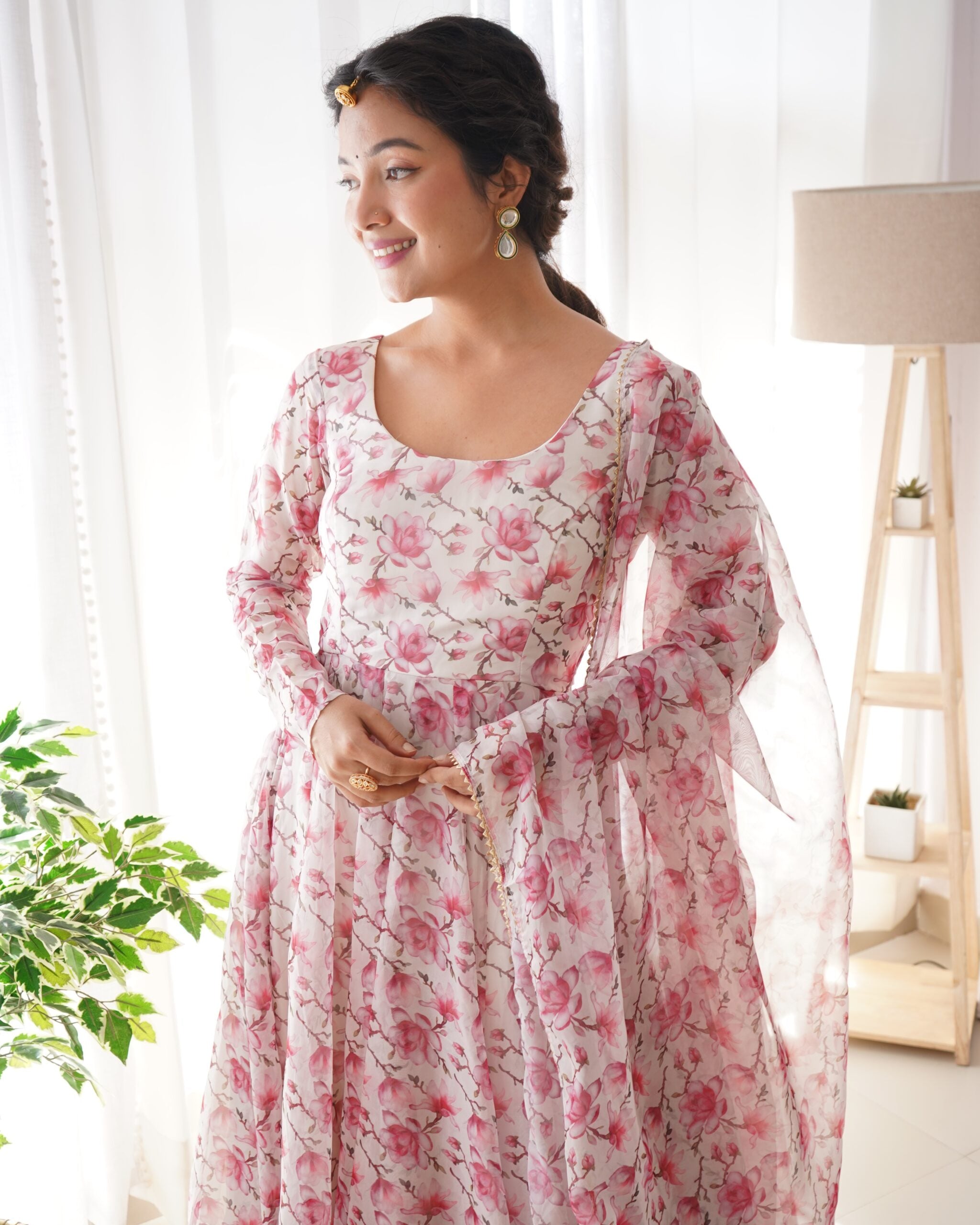 Flairful Organza Fusion Anarkali