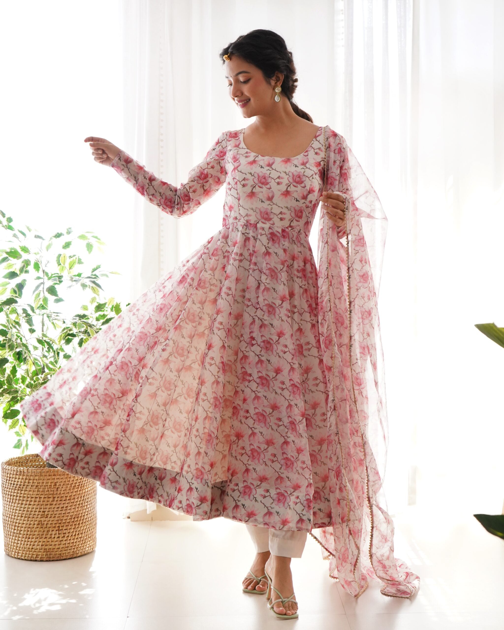 Flairful Organza Fusion Anarkali