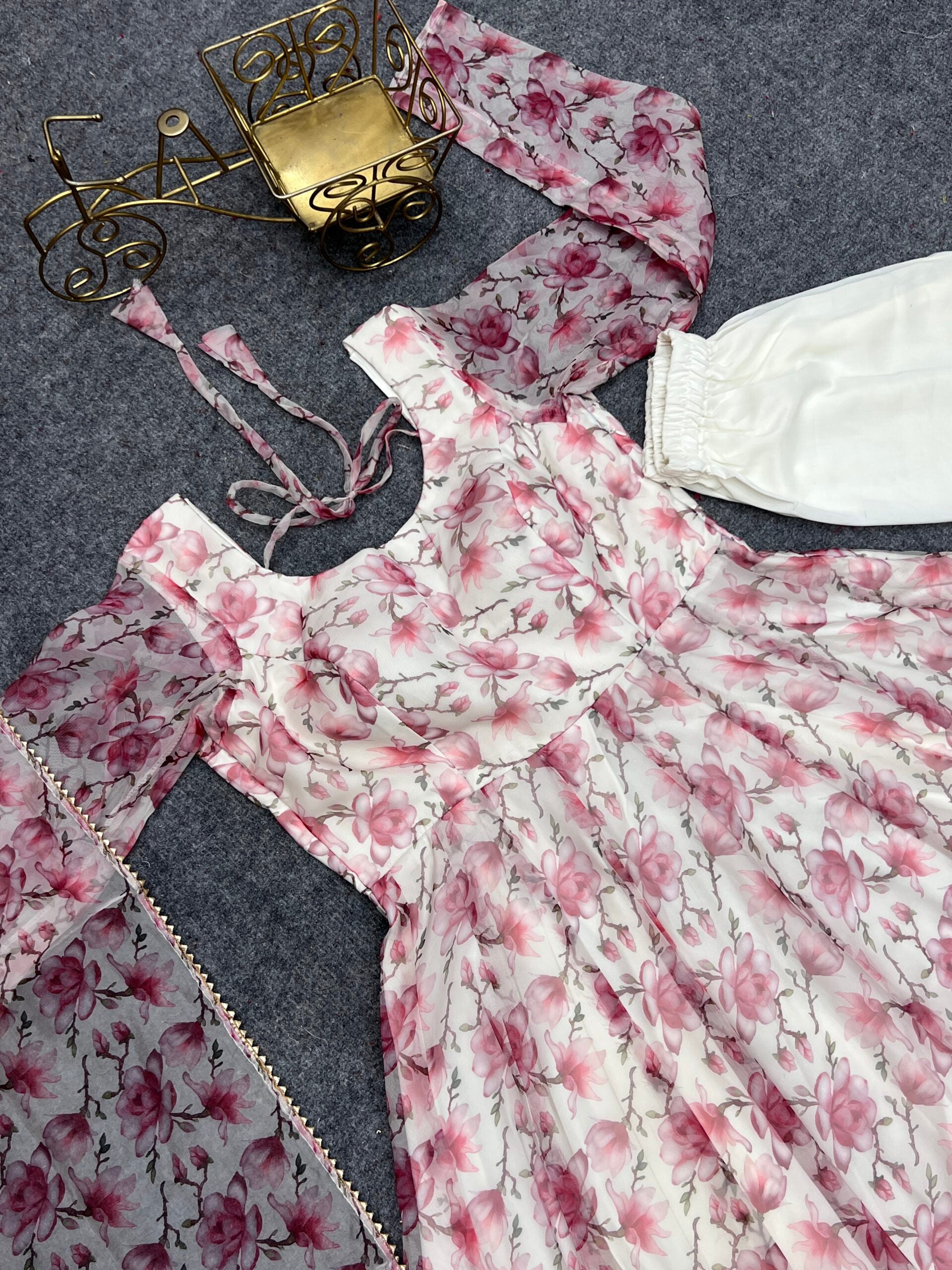 Flairful Organza Fusion Anarkali