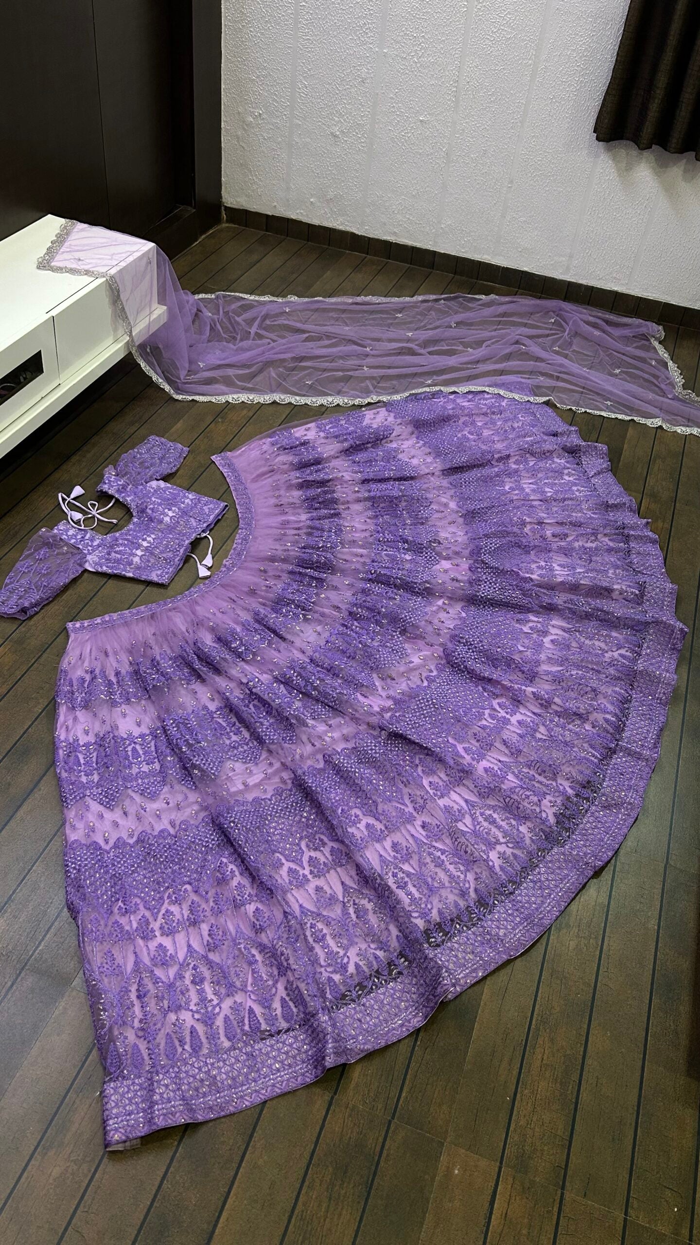 Gleaming Lavender Sequin Magic Lehenga Choli