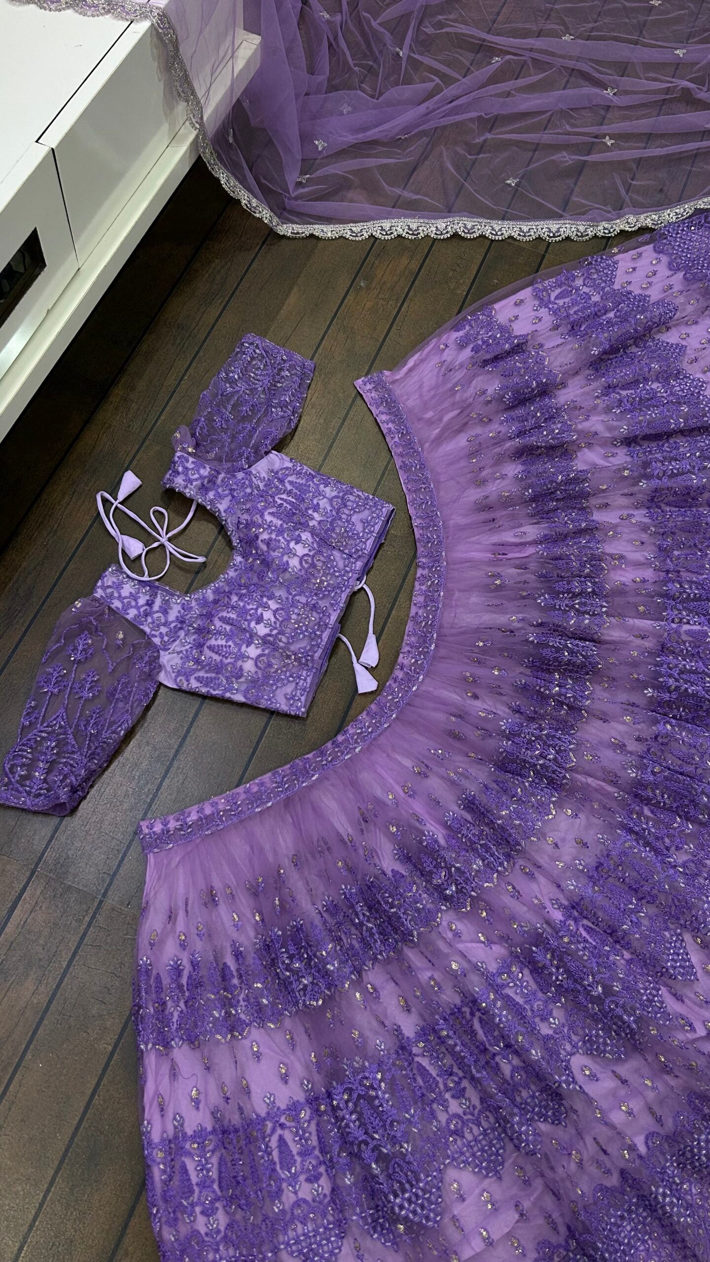Gleaming Lavender Sequin Magic Lehenga Choli