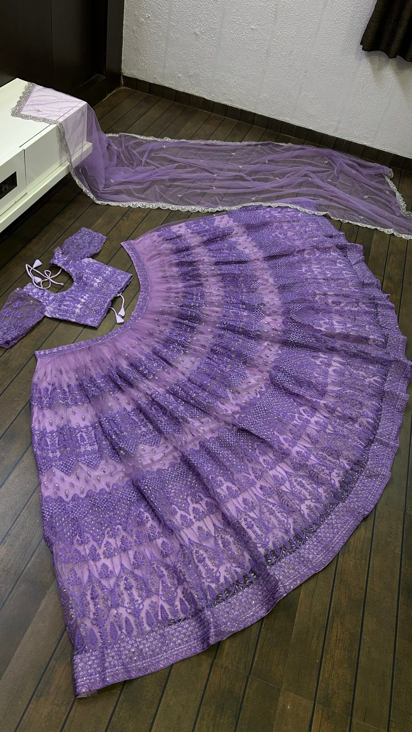 Gleaming Lavender Sequin Magic Lehenga Choli