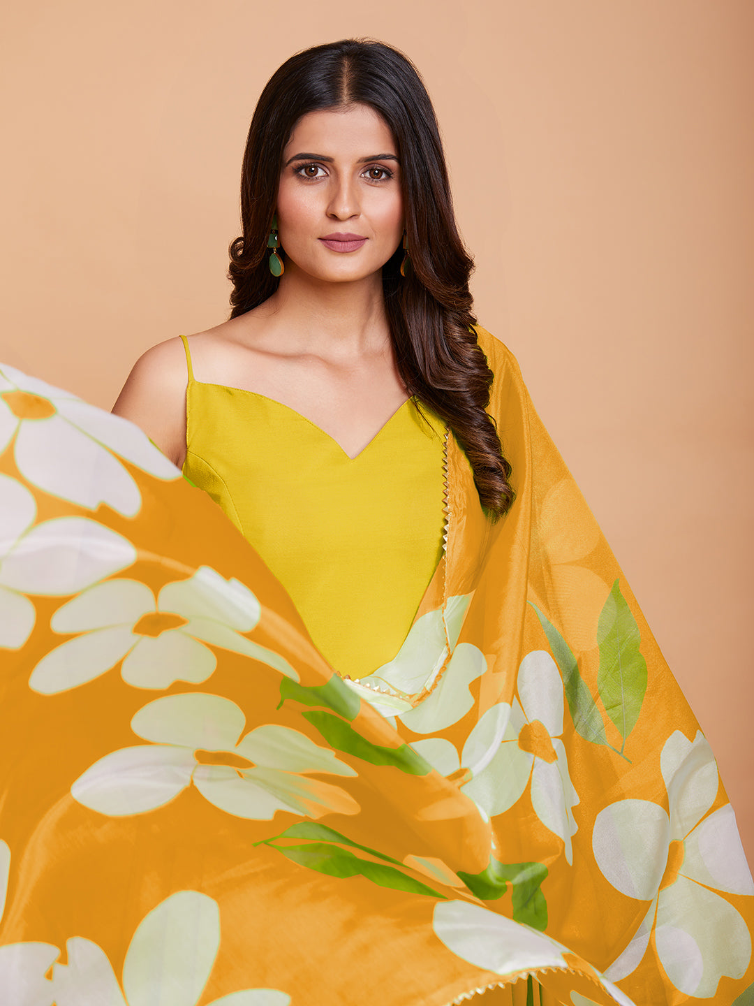 Honeydew Harmony Fully Flared Georgette Gown