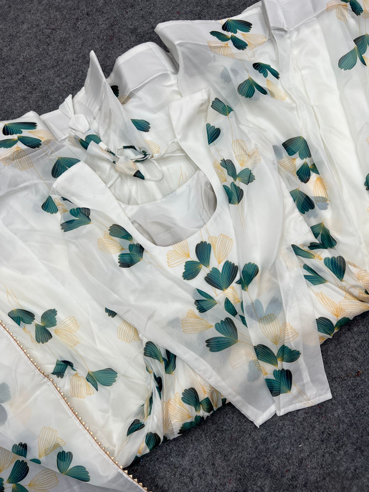 White Tabby Organza Floral Flair Anarkali