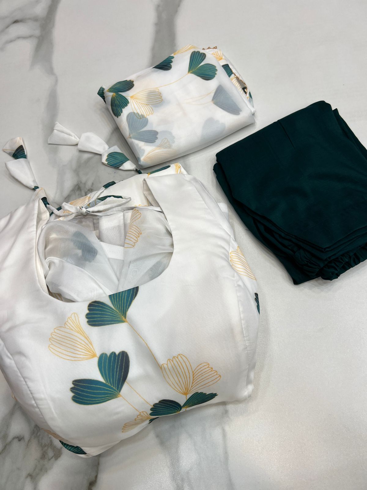 White Tabby Organza Floral Flair Anarkali