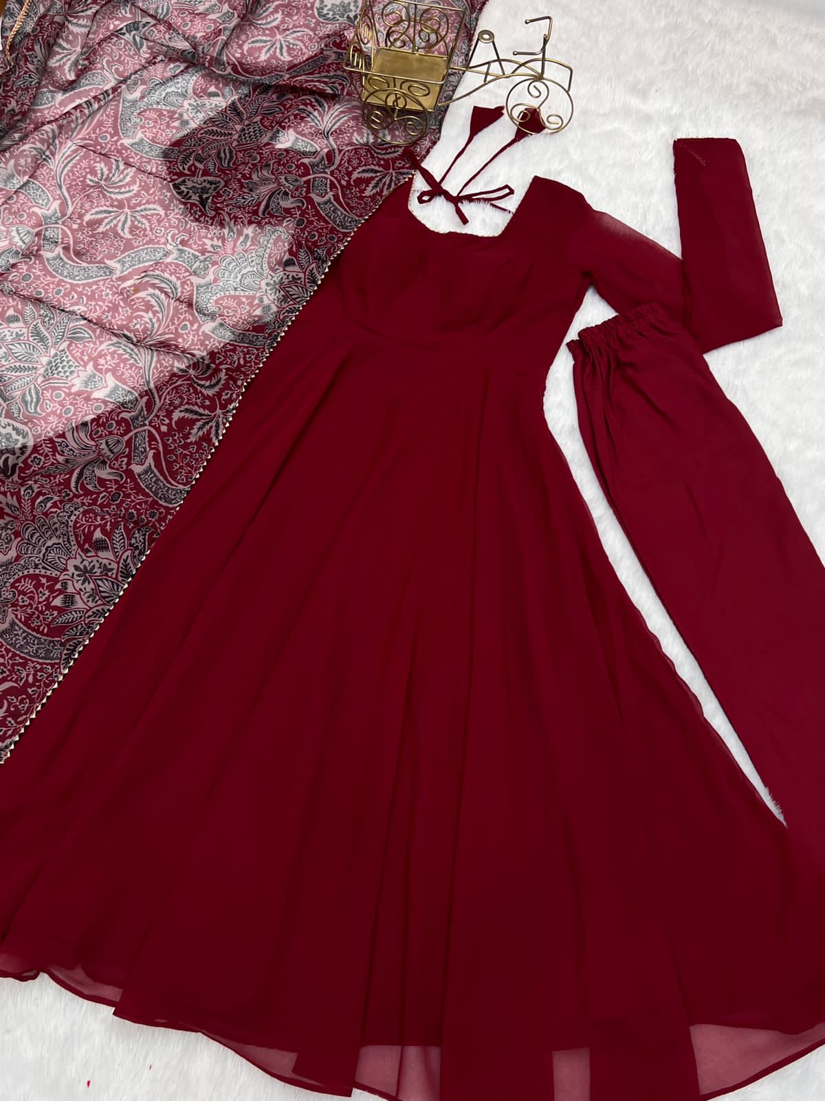 Graceful Maroon Georgette Elegance Anarkali