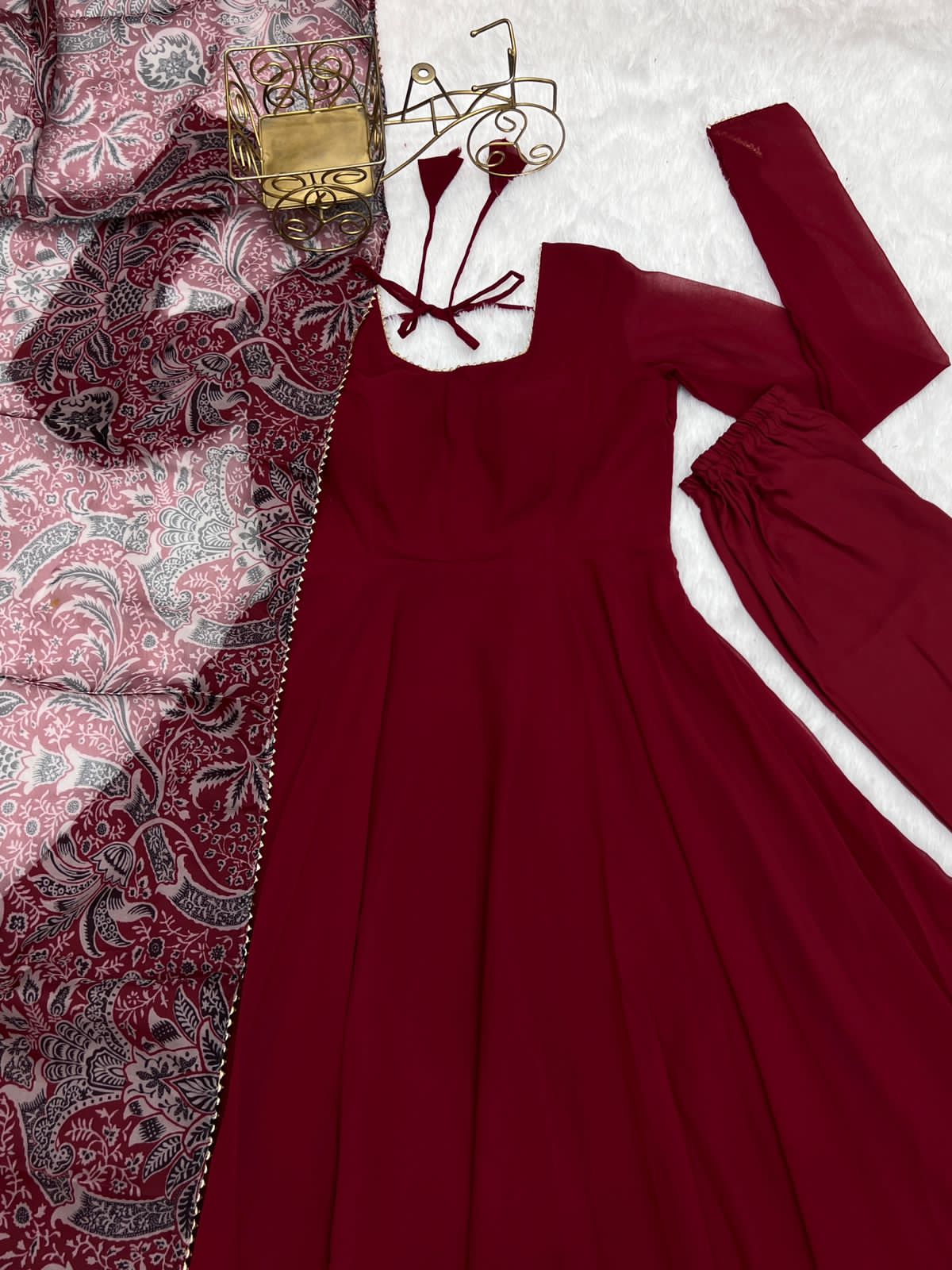 Graceful Maroon Georgette Elegance Anarkali