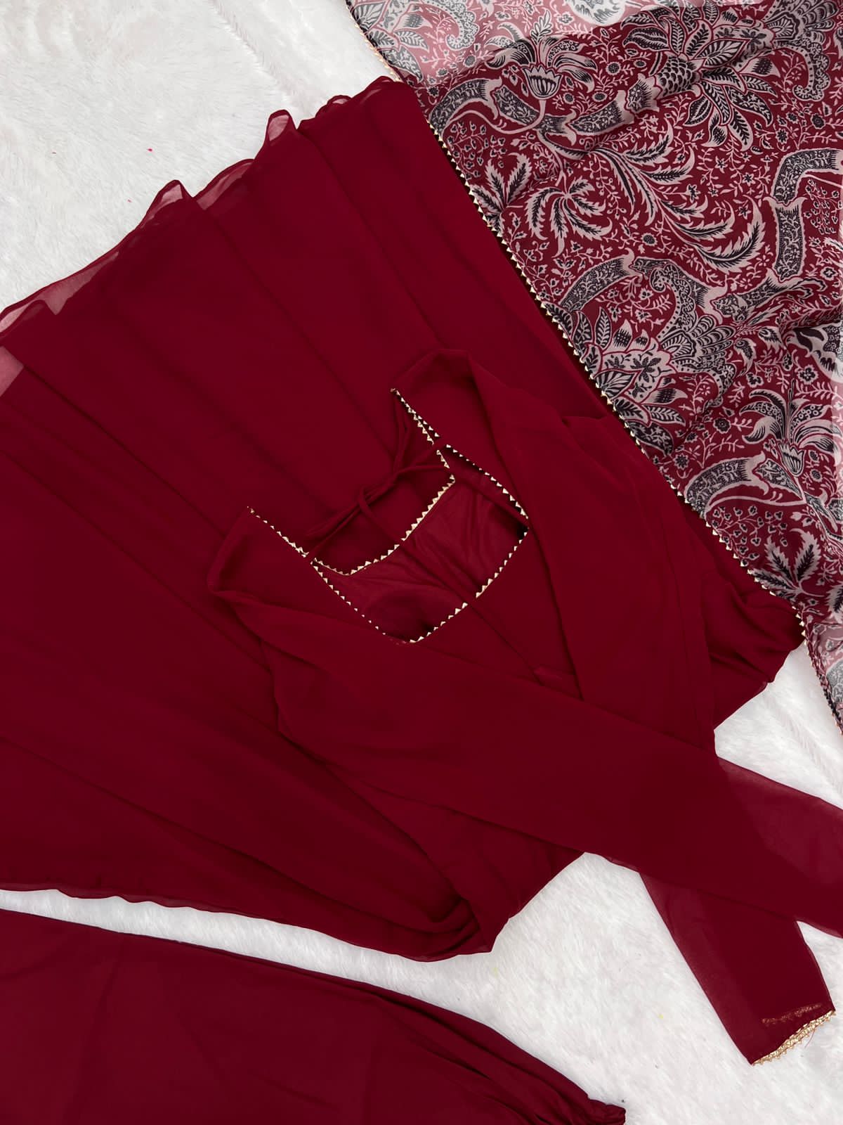 Graceful Maroon Georgette Elegance Anarkali