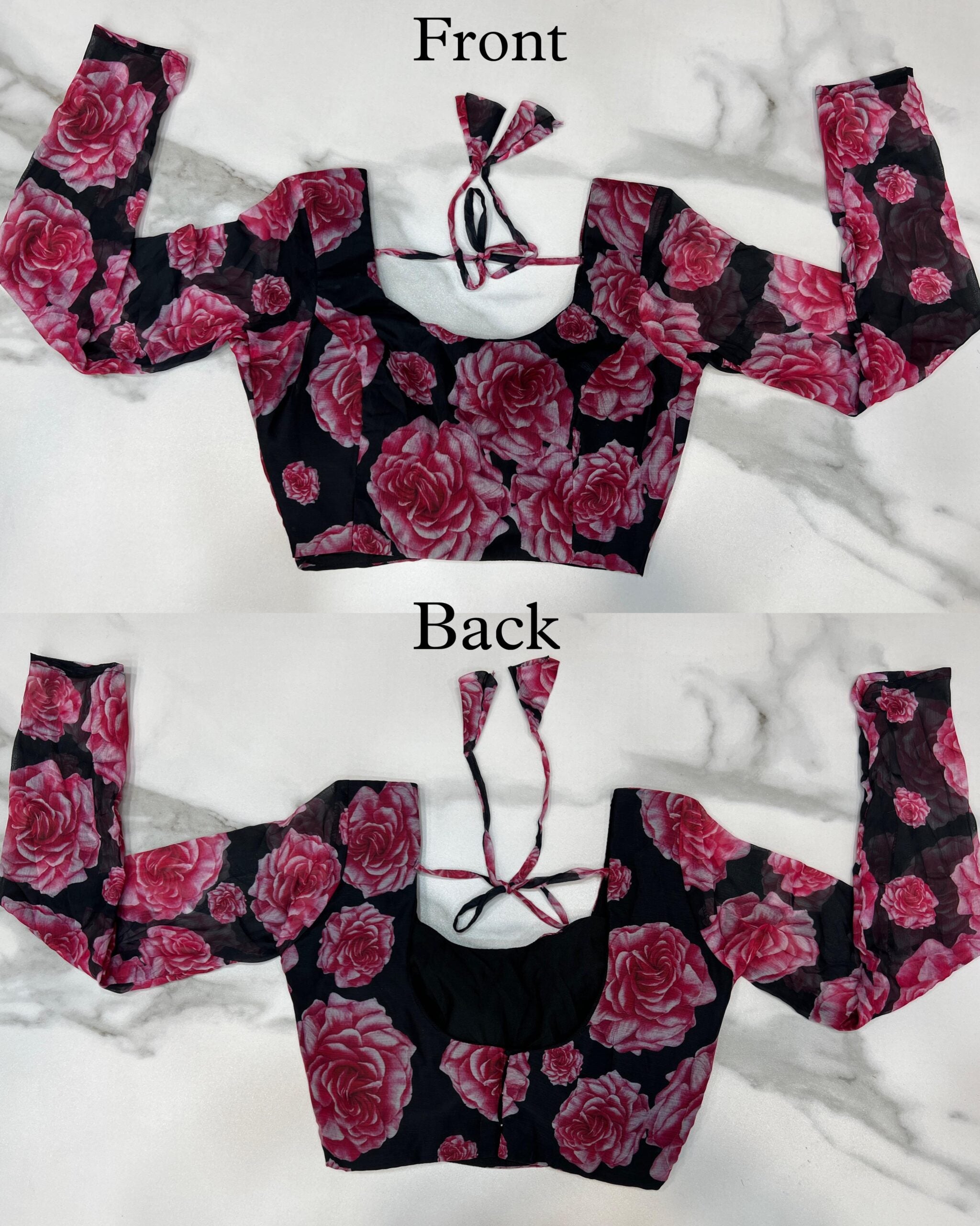 Rose Printed Ready To Wear Chiffon Saree