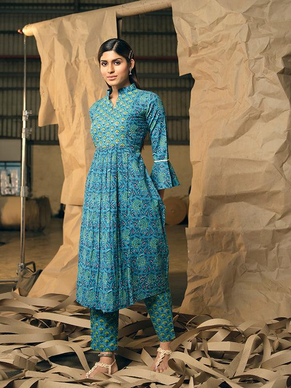 Cobalt Blue Indo Western Kurta Set