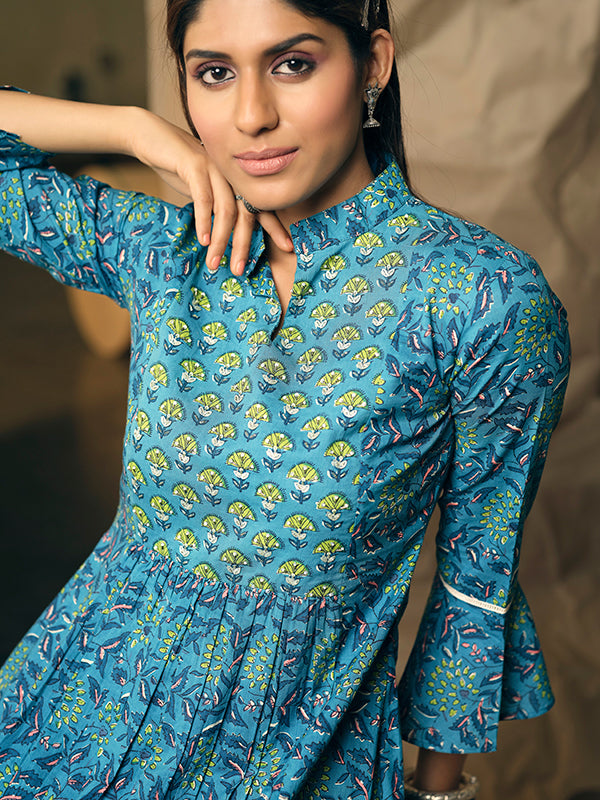 Cobalt Blue Indo Western Kurta Set
