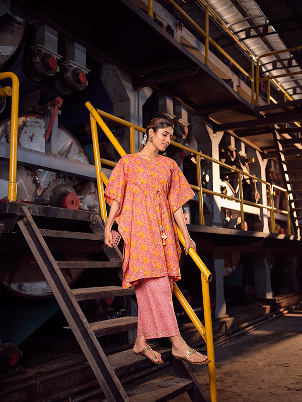 Strawberry Hand Printed Kaftan Set