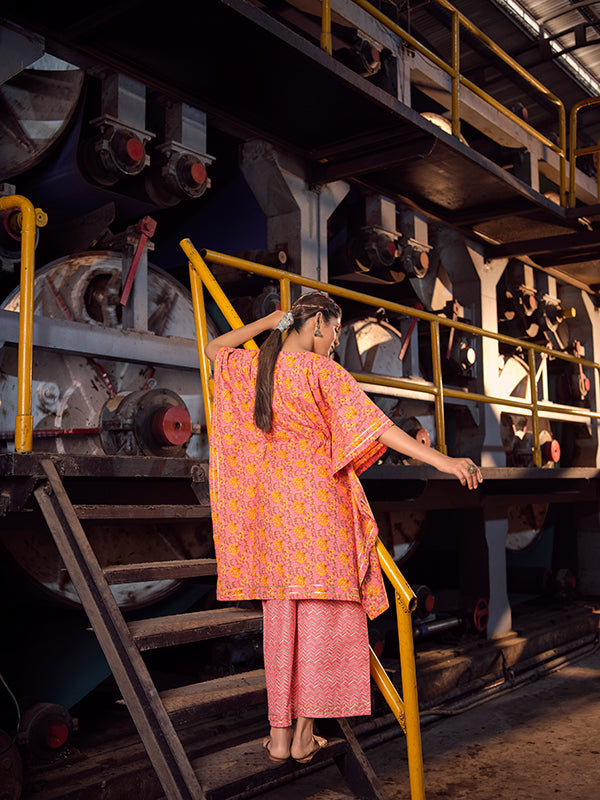 Strawberry Hand Printed Kaftan Set