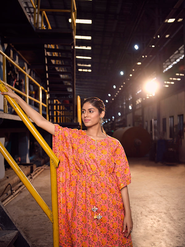 Strawberry Hand Printed Kaftan Set