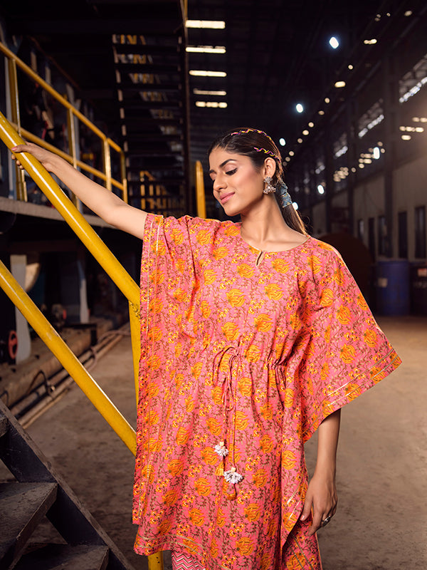 Strawberry Hand Printed Kaftan Set