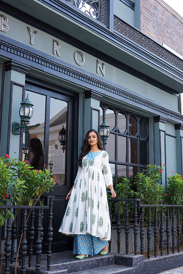 Pure White and Dodger Blue Shrug Set