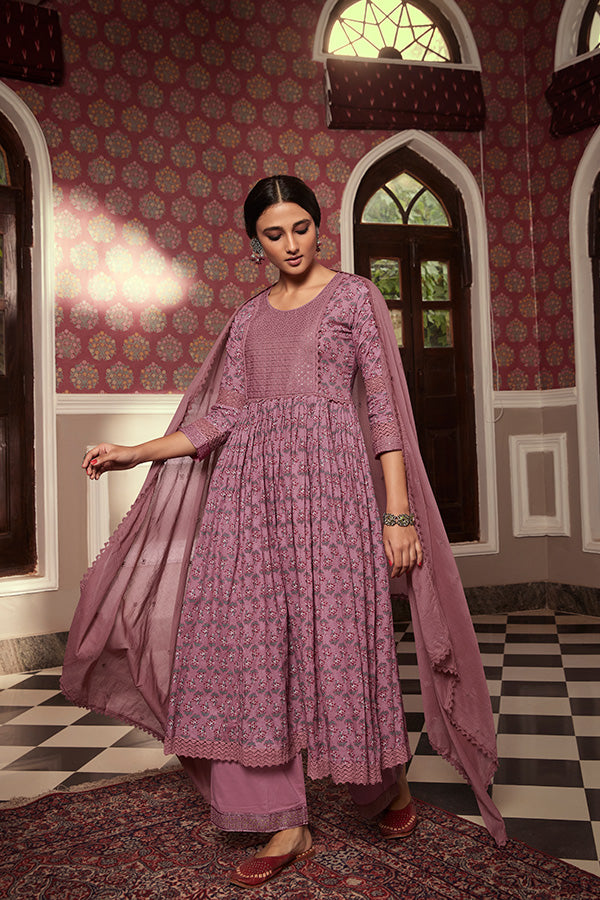 Onion Pink Hand Embroidered Kurta Set