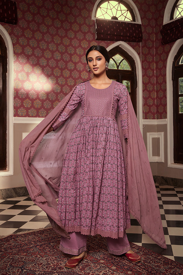 Onion Pink Hand Embroidered Kurta Set