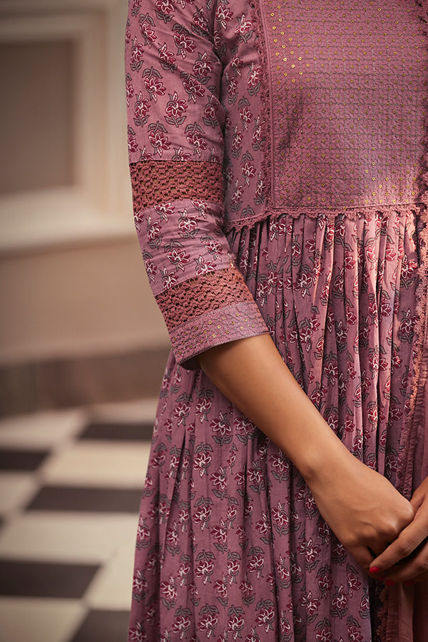Onion Pink Hand Embroidered Kurta Set