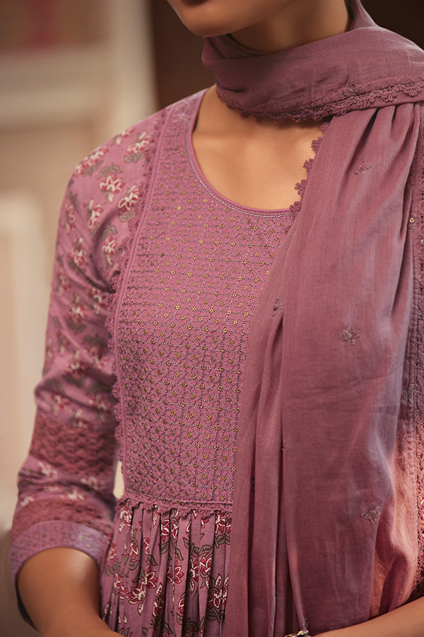 Onion Pink Hand Embroidered Kurta Set