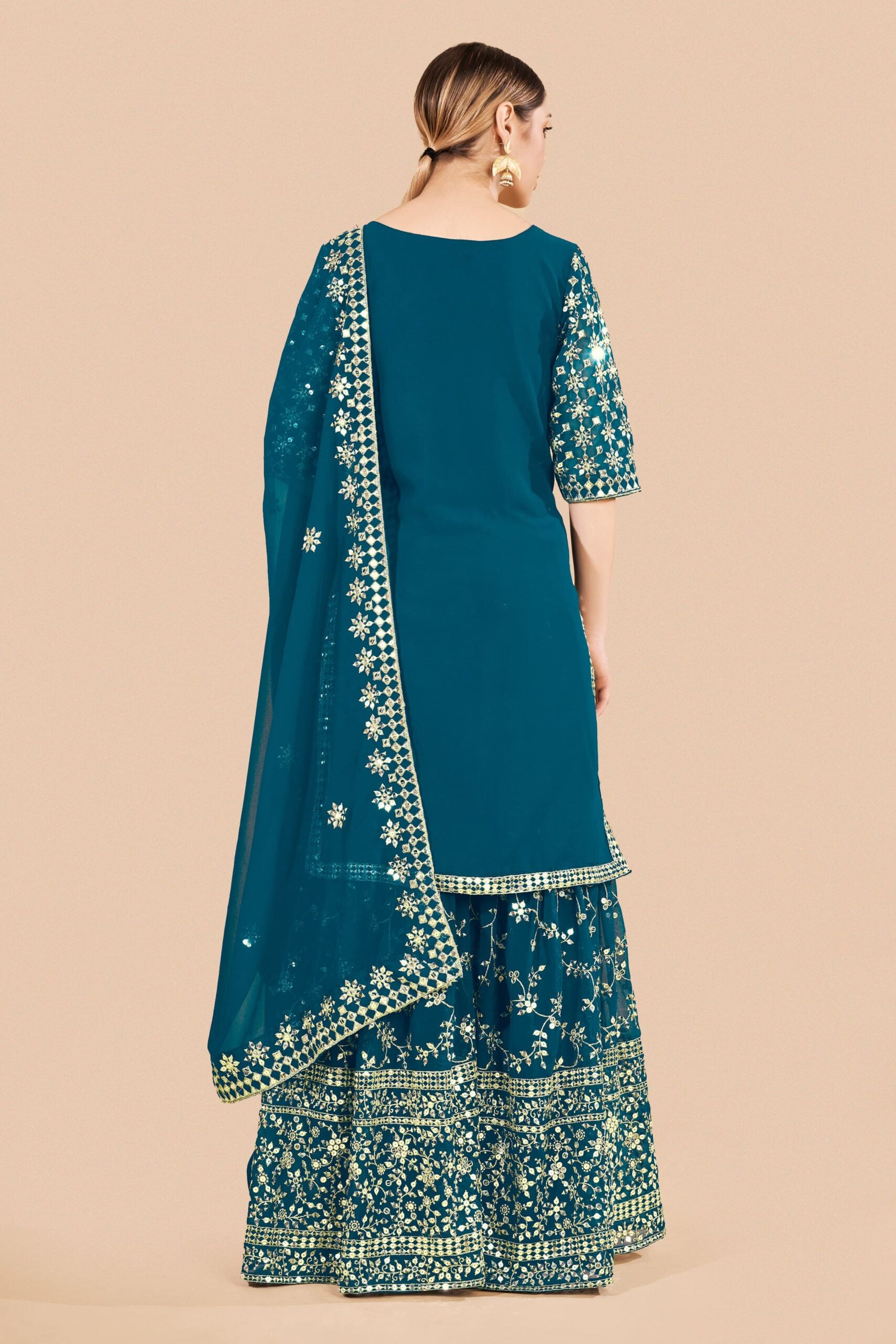 Niharika Twilight Sequin Rama Blue Palazzo Suit