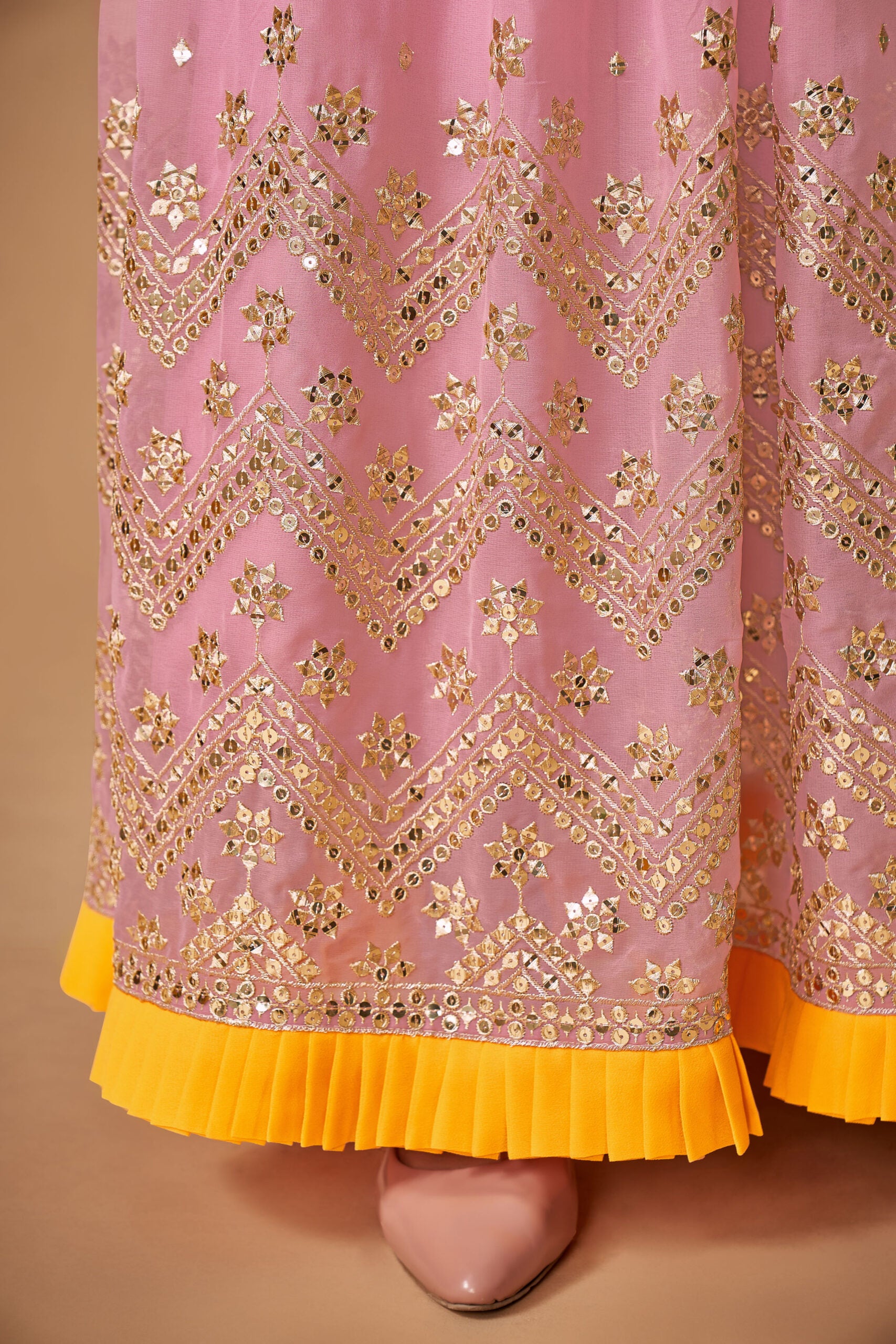 Charulata's Baby Pink Georgette Grace Sparkling Sequins Gown