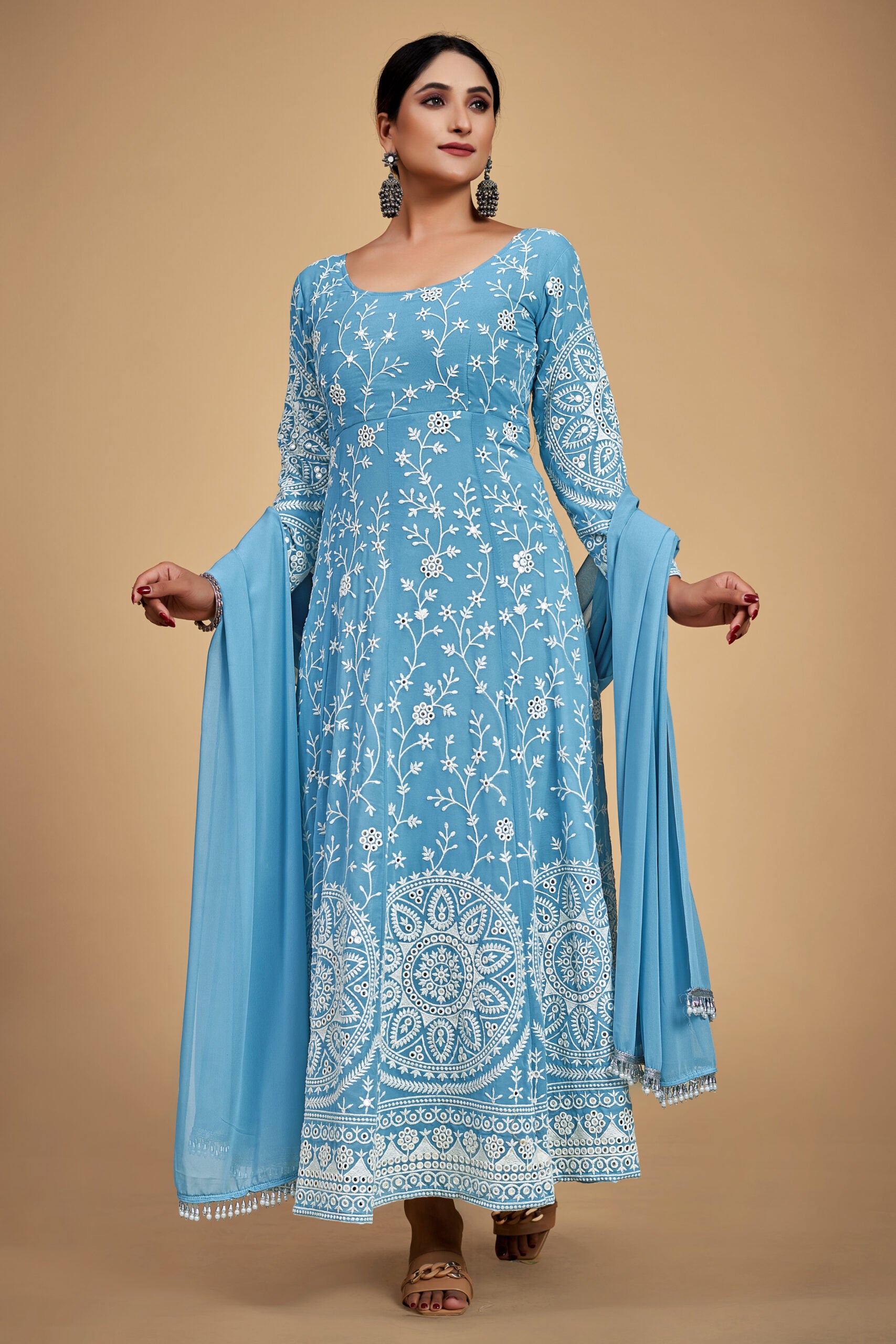 Lustrous Georgette Chikankari Anarkali