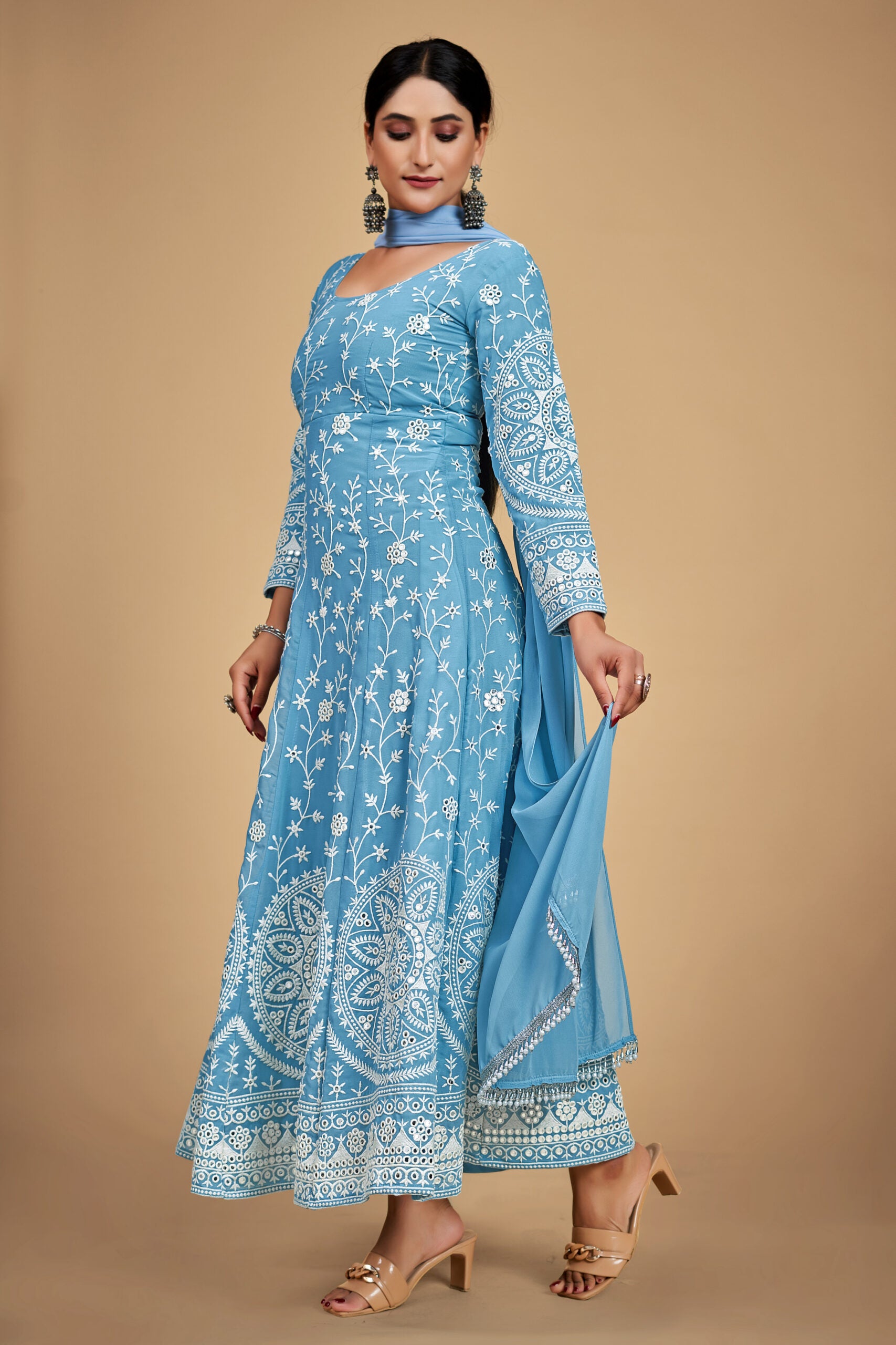 Lustrous Georgette Chikankari Anarkali