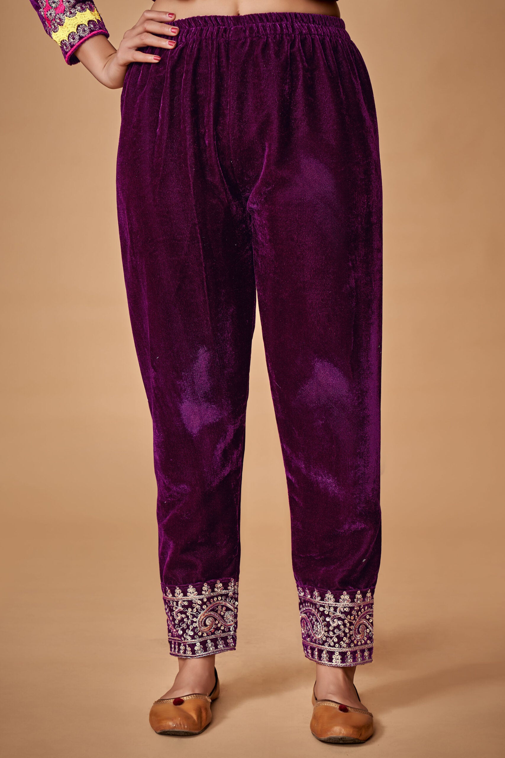 Farida Rich Maroon Regalia Velvet Pakistani Suit