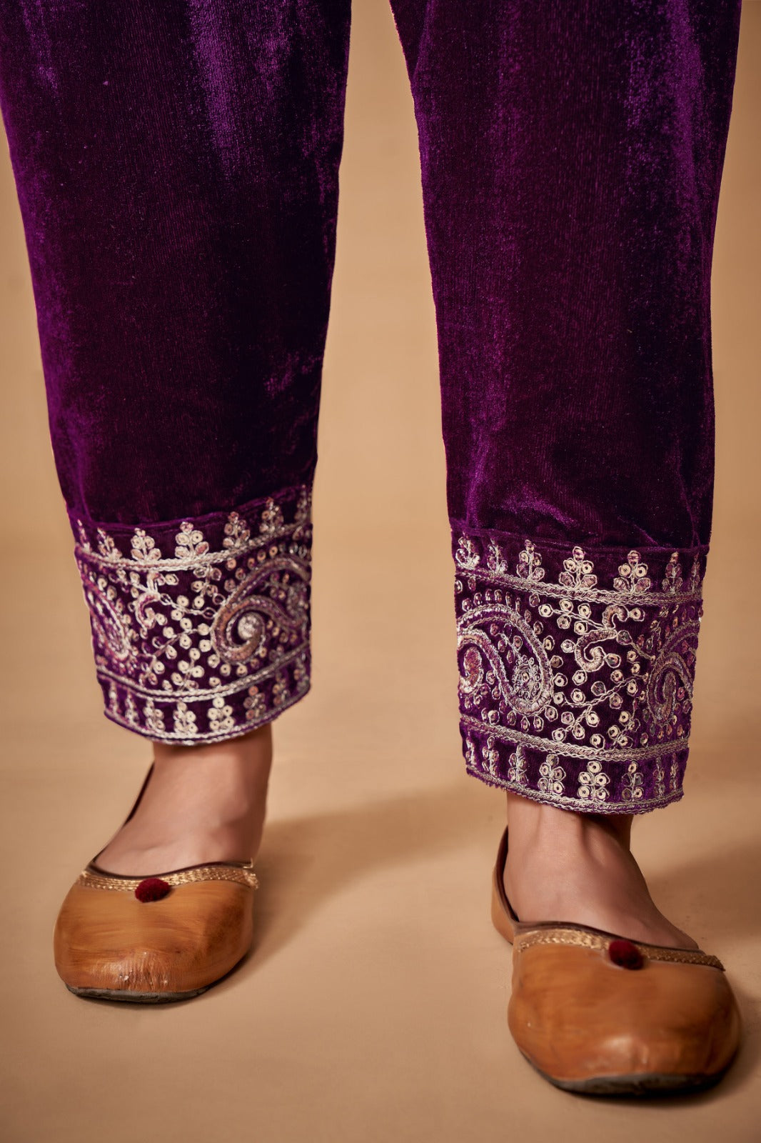 Farida Rich Maroon Regalia Velvet Pakistani Suit