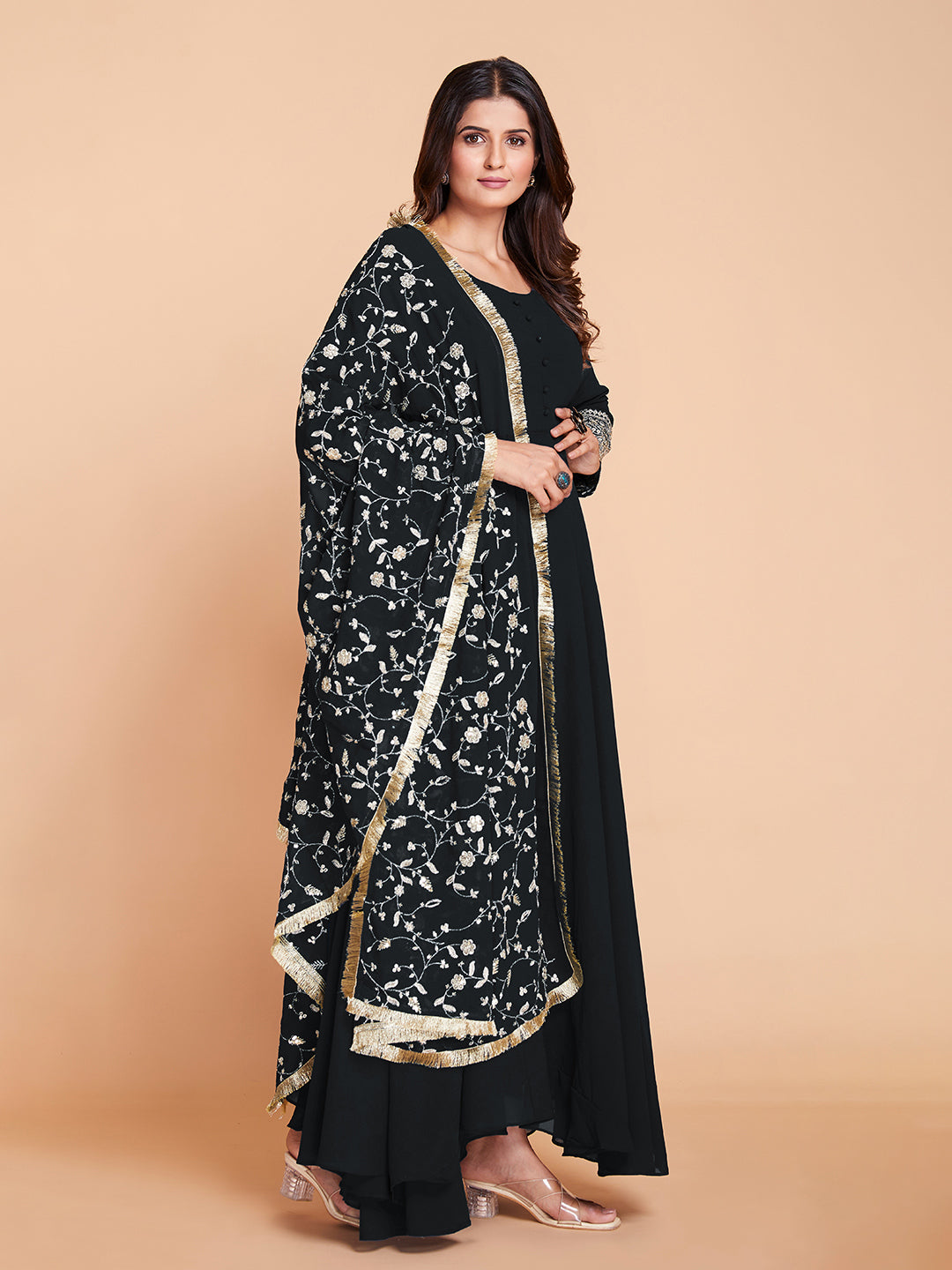 Stellar Black Embroidered Dress