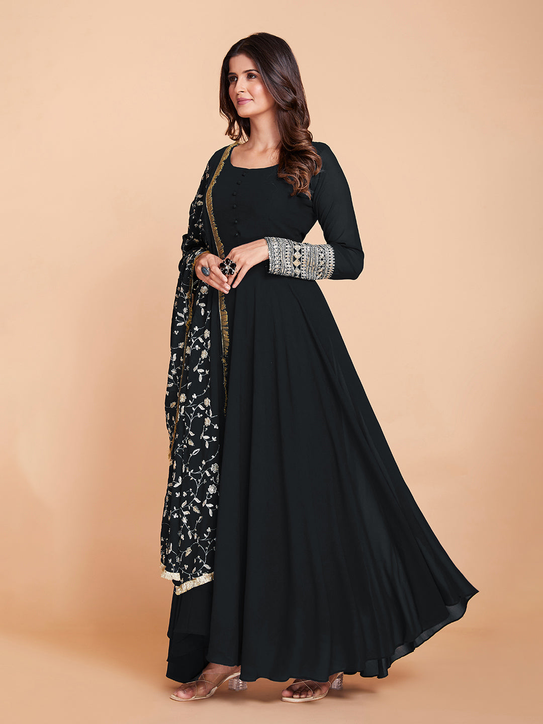 Stellar Black Embroidered Dress