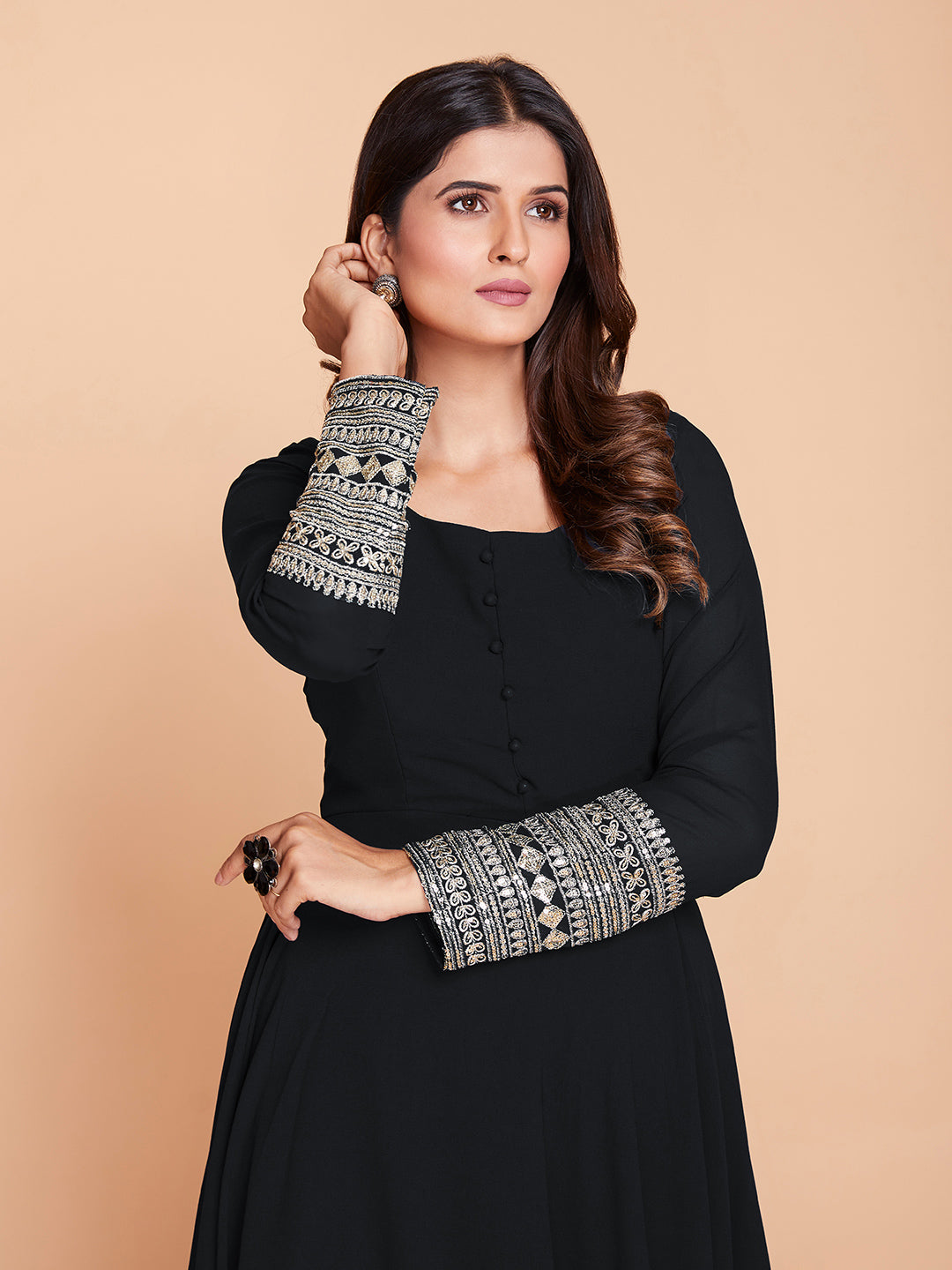 Stellar Black Embroidered Dress
