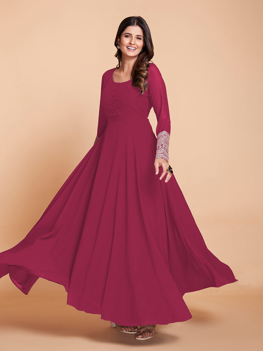 Rosette Elegance Fully Flared Georgette Gown
