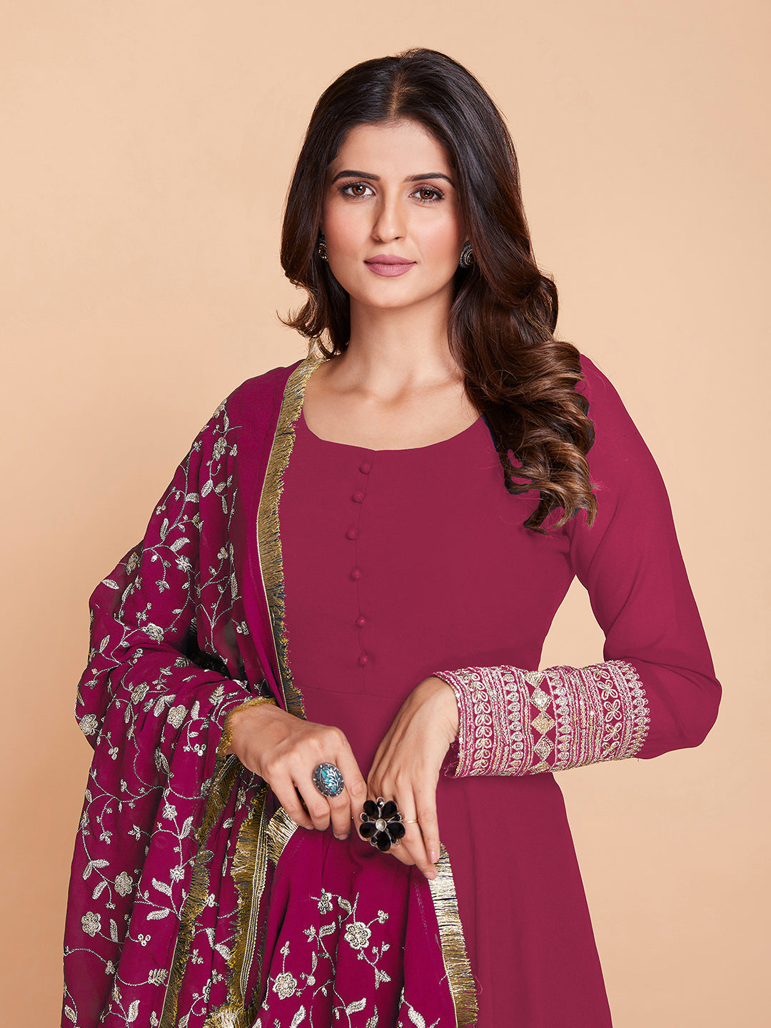 Rosette Elegance Fully Flared Georgette Gown