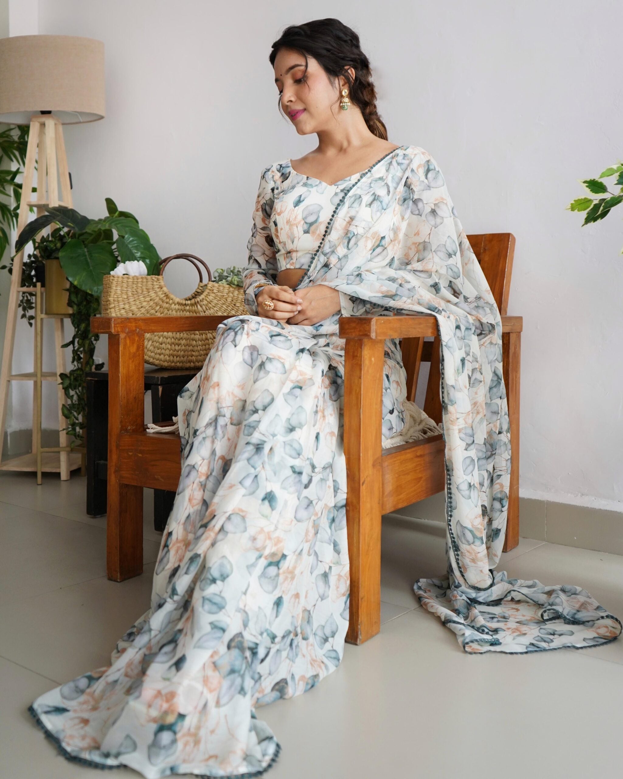 Zoon-e-Gulab Serenity Soft Chiffon Flower Print Ready To Wear Saree