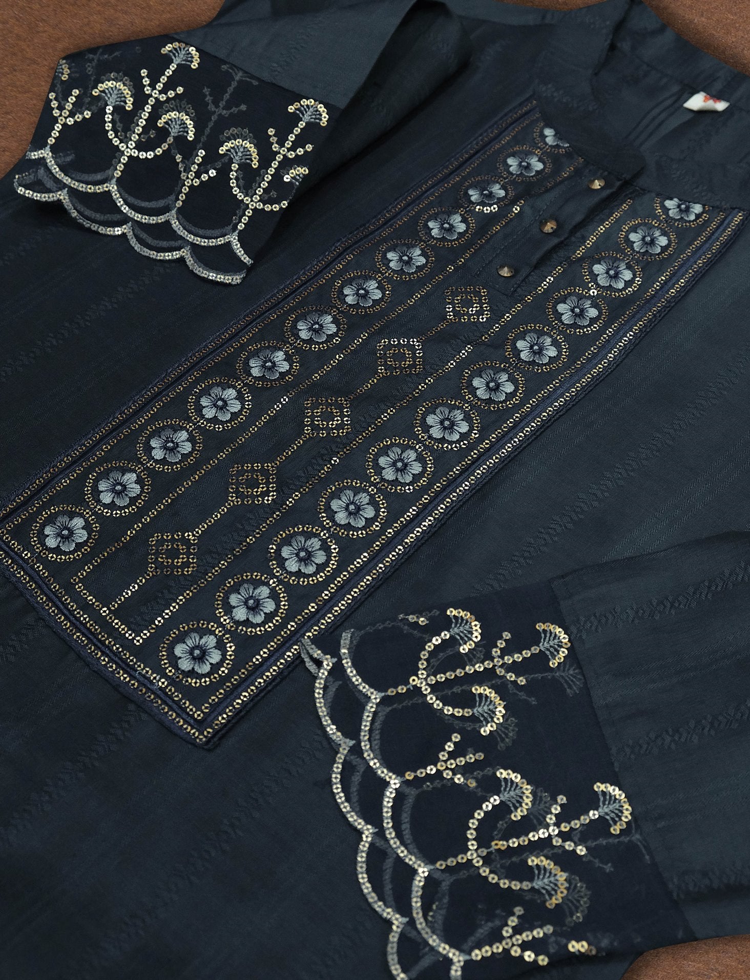 Tranquil Tides Glamour Teal Chinon Silk Salwar Suit