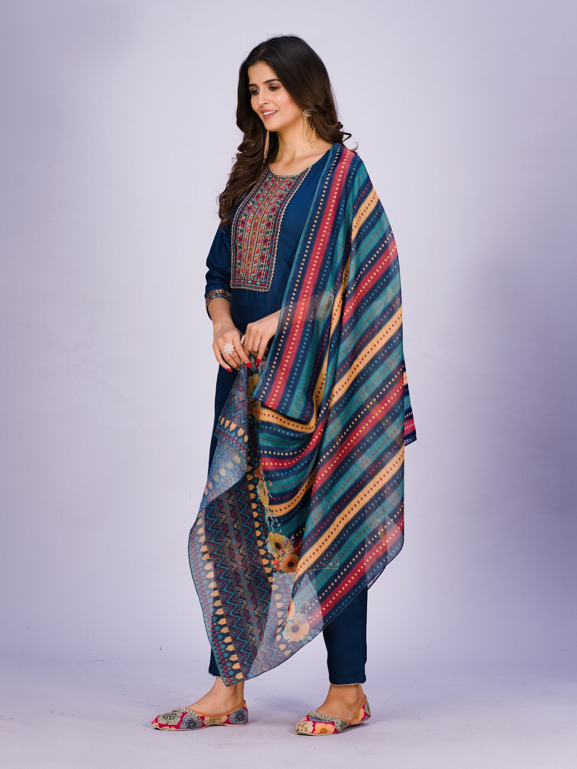 Galaxy Glitz Navy Blue Sequin Work Rayon Salwar Suit