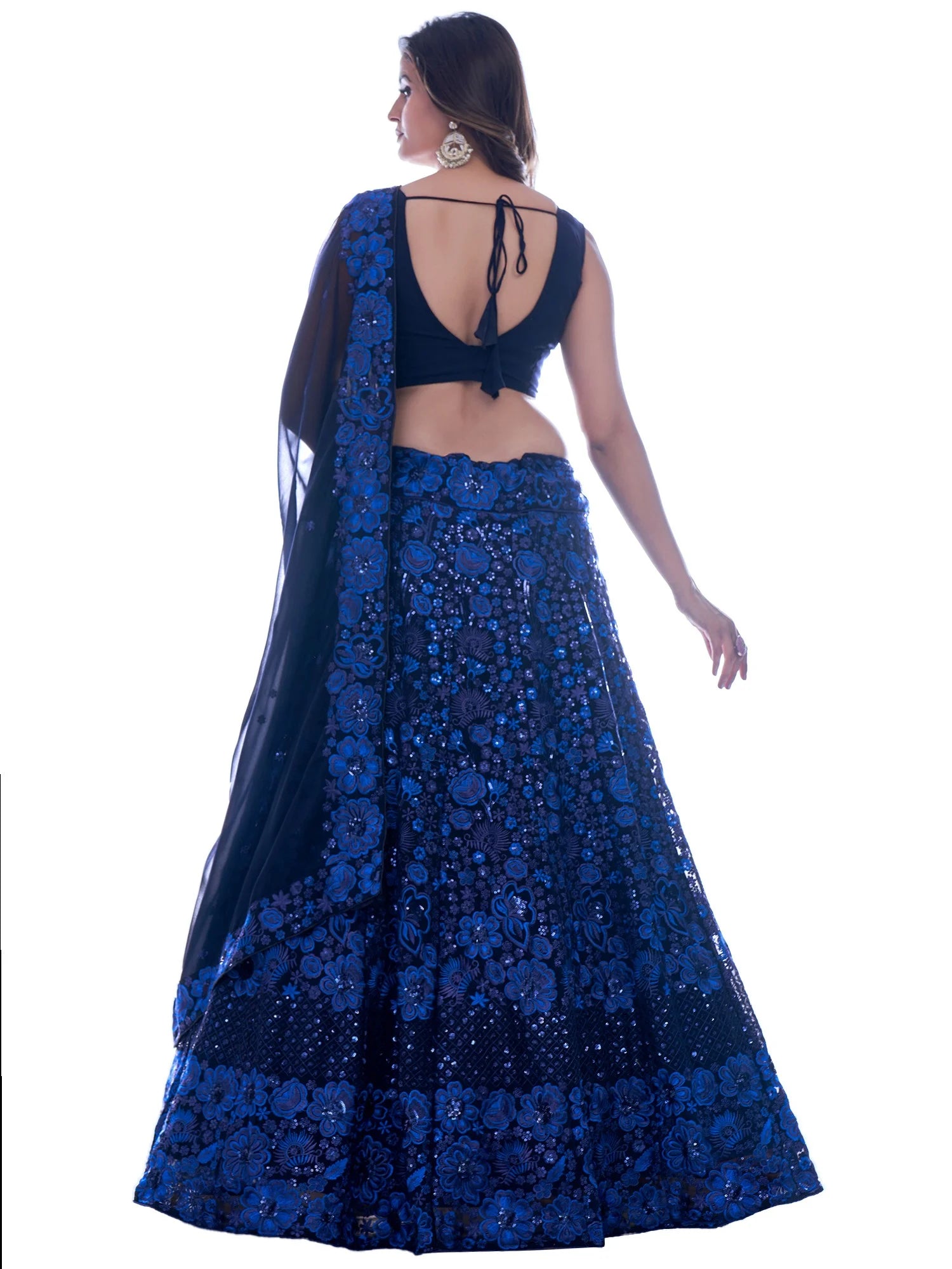 Oceanic Opulence Soft Georgette Thread Work Lehenga